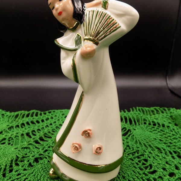 Kleine Co Asian Dancing Woman with Fan Figurine Signed