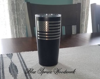 American Flag Laser Engraved Tumbler, Patriotic American Flag tumbler, 4th of July tumbler, American Flag drink cup