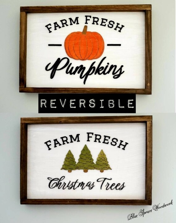 Porch Pumpkin Autum Sign, Farm fresh, Reversible sign, Christmas sign, Fall Wall Decor, Pumpkin Decor, Pumpkin Wall Art, Christmas wall art