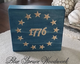 Letrero patriótico de Betsy Ross de 1776, decoración de granja, regalo de inauguración de la casa, con motivos estadounidenses del 4 de julio