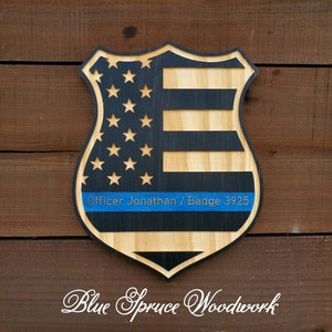 American flag wall decor, Patriotic Personlized Police Badge, Thin Blue line American Flag, American Flag police badge