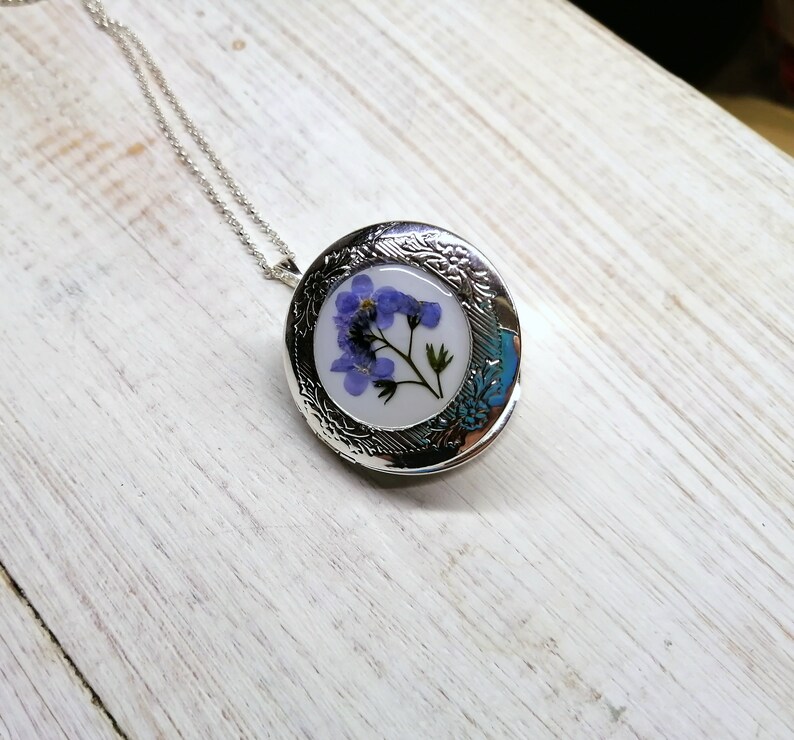 me not necklace Picture locket Pressed flower jewelry Etsy