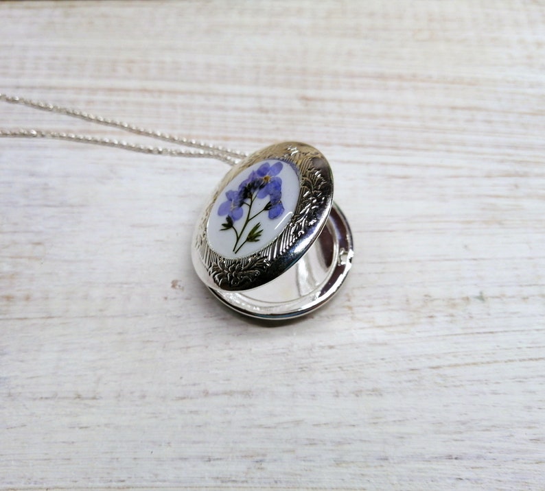 me not necklace Picture locket Pressed flower jewelry Etsy