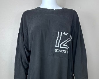 Vintage 1990s Swatch Watch Oversized T-Shirt, Size XL, Distressed