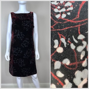 Vintage 1990s Velvet Burnout Sleeveless Dress, Carole Little Size Large