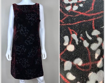 Vestido vintage de terciopelo desgastado sin mangas de los años 90, Carole Little, talla grande.