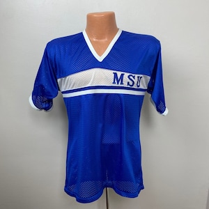 Vintage 1970s Mesh MSU V-Neck T-Shirt, Russell Athletic Small, Memphis State University Cheerleader, Tigers