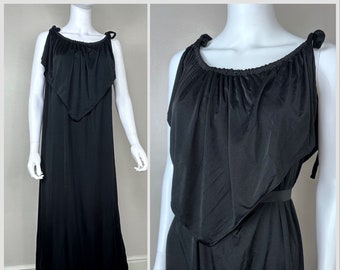 Vintage 1970s Grecian Inspired Black Maxi Dress, Size 3X