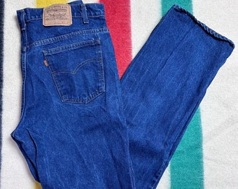 Vintage 1970s/80s Levi’s Saddleman 517 Blue Jeans, 35.5"x33.25", Orange Tab