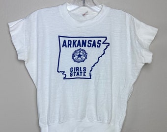 Vintage 1950s Arkansas Girls State T-Shirt, Champion Size Youth 14/Adult Small, Running Man