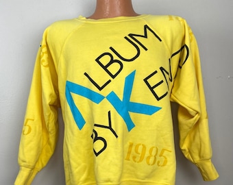 Vintage 1980s Album by Kenzo Sweatshirt, Size Large, 1985, All Over Print