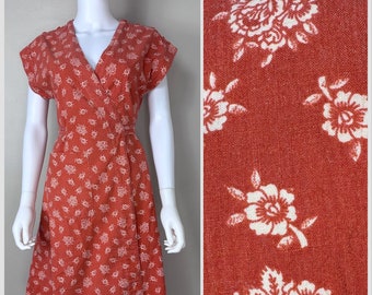 Vintage 1970s Cotton Floral Wrap Dress, India Imports of Rhode Island Size S/M