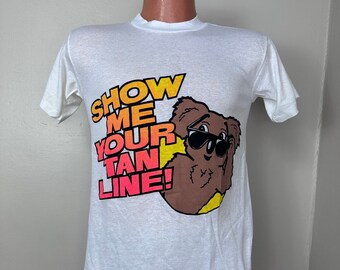 Vintage 1990s Australian Gold Show Me Your Tan Line And I'll Show You Mine T-Shirt, White House Size Small