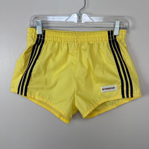 Vintage 1980s Men’s McGregor Swimsuit, 27-36" Waist, Yellow with Stripes