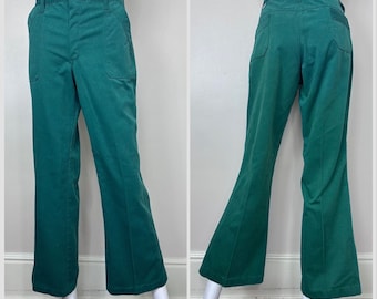 Vintage 1970s Green Corduroy Flare Leg Pants, Mark Jeans 33"x29"