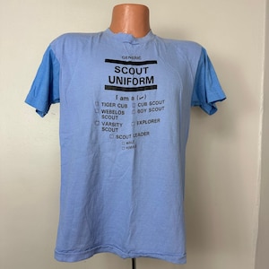 Vintage 1970s Generic Scout Uniform T-Shirt, Bloopers! Size M/L