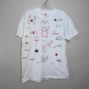Vintage 1980s/90s Hand Drawn Egyptian Symbols T-Shirt, Hanes Size Medium
