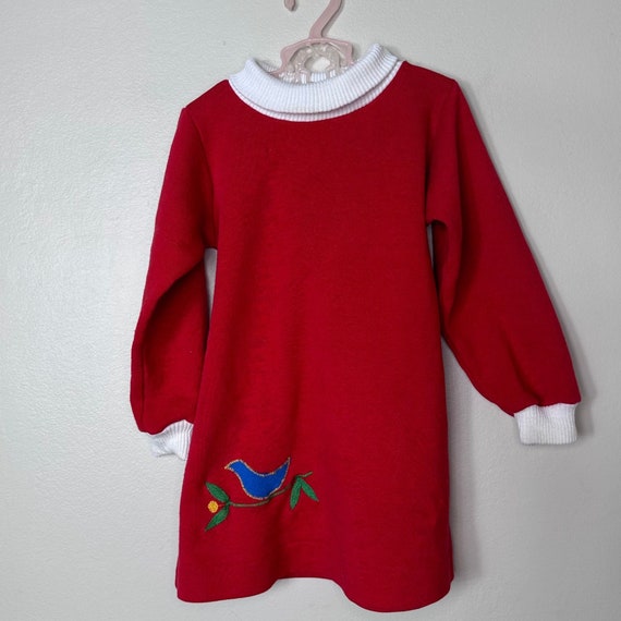 Vintage 1970s/80s Red Knit Turtleneck Dress with … - image 5