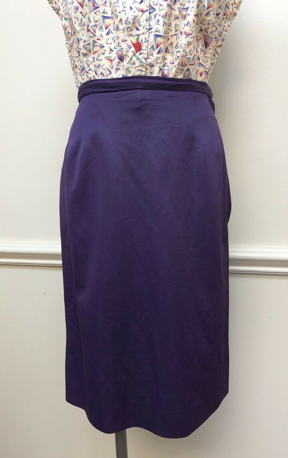 Vintage 1960s Purple Jersey Pencil Skirt by Majes… - image 2