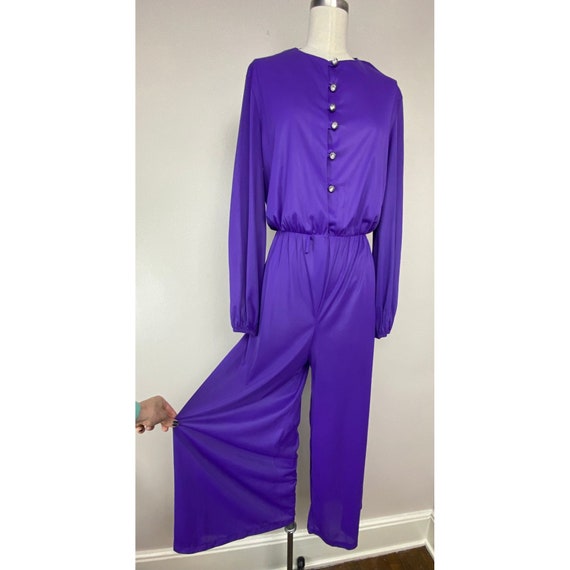 Vintage 1970s Sears Loungewear Purple Nylon Jumps… - image 5