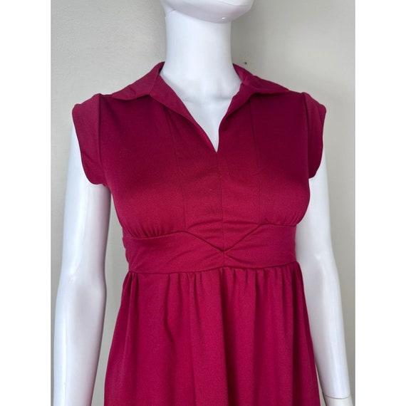 Vintage 1970s Burgundy Sleeveless Dress, Handmade… - image 2