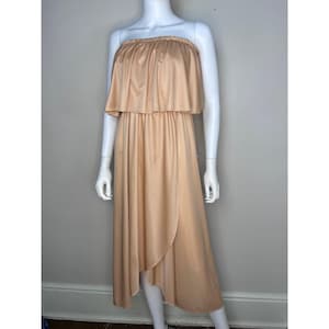 Vintage 1970s Tan Strapless Dress, Oops California Size Small