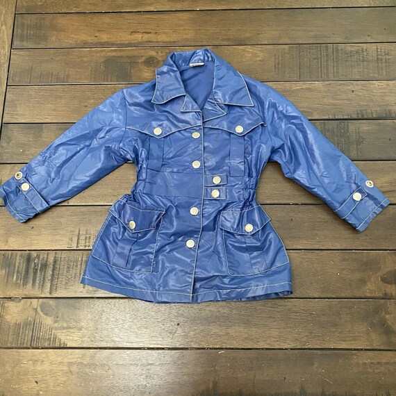 Vintage 1970s Kids Blue Raincoat Size 2 