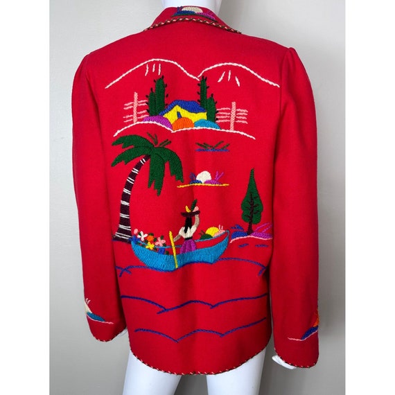 Vintage 1940s/50s Red Embroidered Mexican Tourist… - image 5