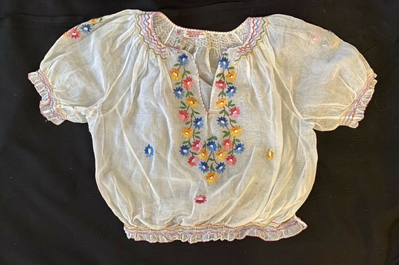 Vintage 1930s Embroidered Hungarian Blouse, ARTEX,