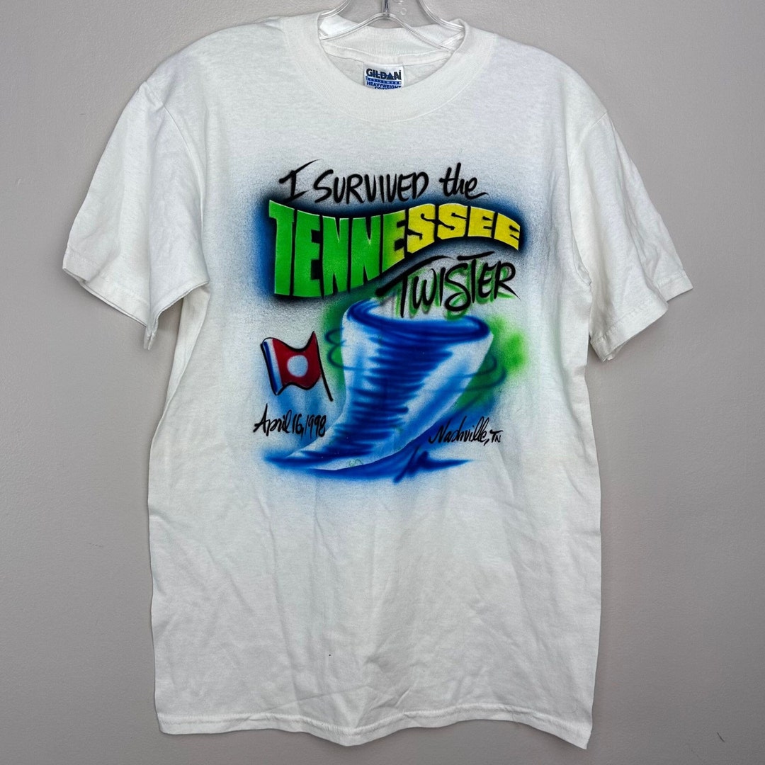 Vintage 1990s Airbrush Tshirt, Size Small, I Survived the Tennessee