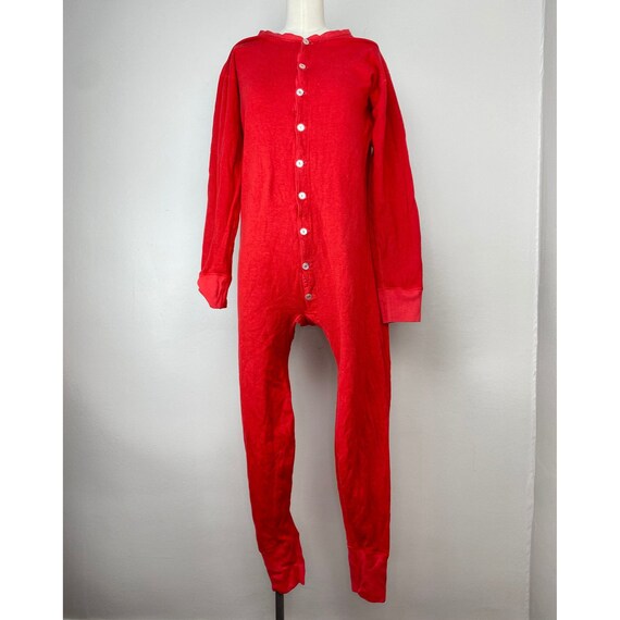 Vintage 1970s Red Union Suit, Duofold Size Medium, Lo… Gem