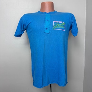 Camiseta Henley vintage de East End Grill, años 80, Healthknit, talla pequeña, restaurante de Memphis