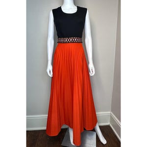 Vintage 1970s Black and Orange Maxi Dress, Size Small-Medium, Halloween