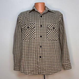 Vintage 1970s Brown Plaid Cotton Flannel Shirt, Size Medium