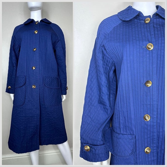 Vintage 1970s Blue Pintuck Coat, J.C. Penney Size… - image 1