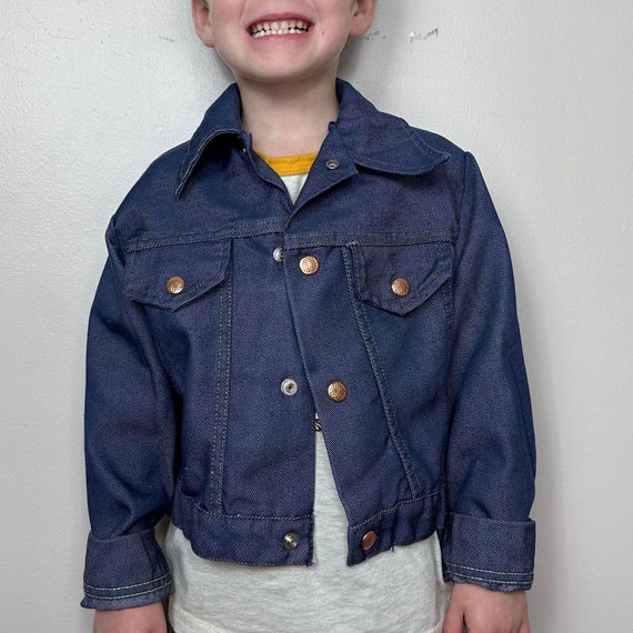 Vintage 1970s Kids Blue Jean Denim Jacket Size 6/7 - image 1