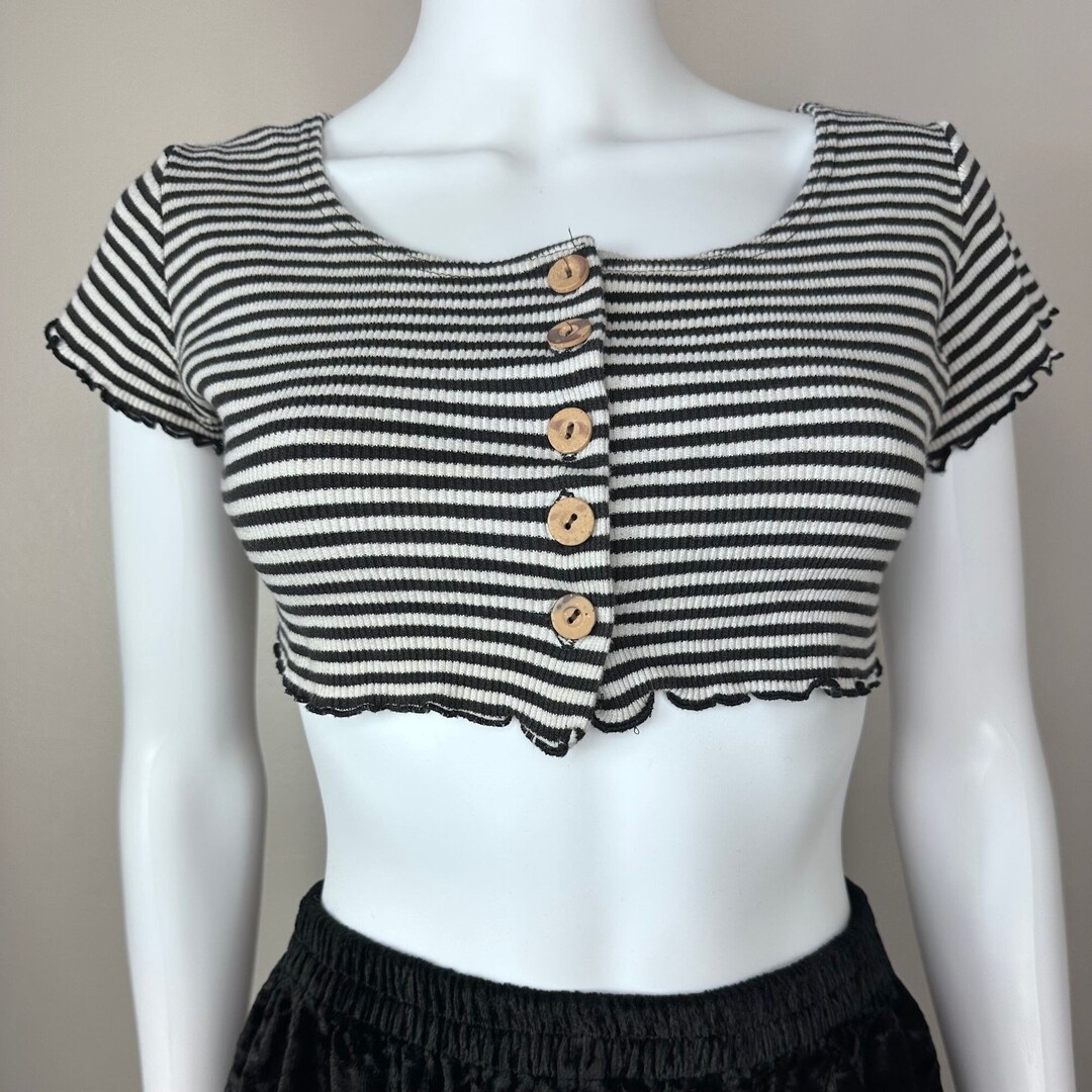 Crop Top Rayé Rose Et Blanc AMERICAN DREAM - Taille Small Junior - Occasion Très Bon état