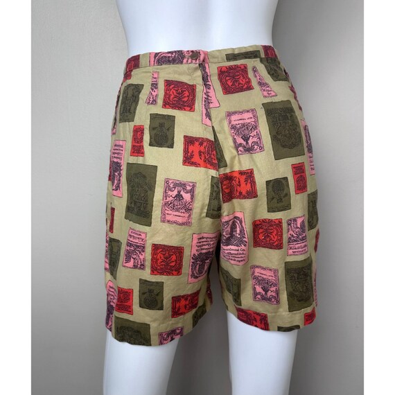 Vintage 1950s Novelty Print Shorts, Size XS, High Rise, Back Zip, Tobacco Felts View 3