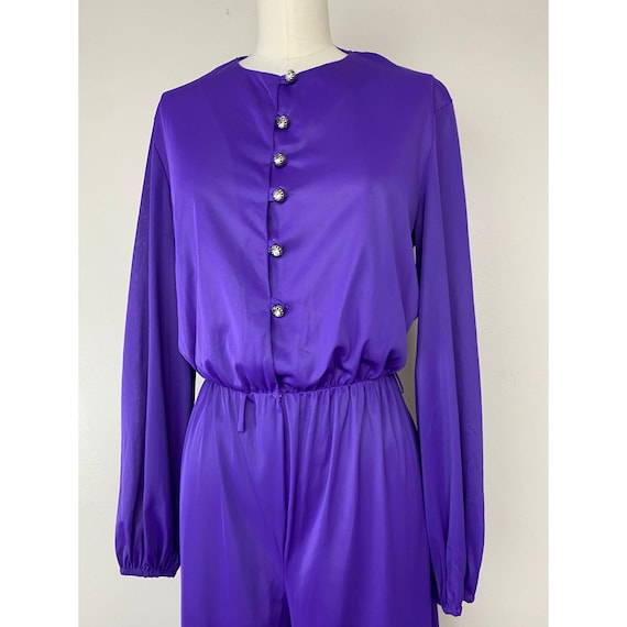 Vintage 1970s Sears Loungewear Purple Nylon Jumps… - image 3