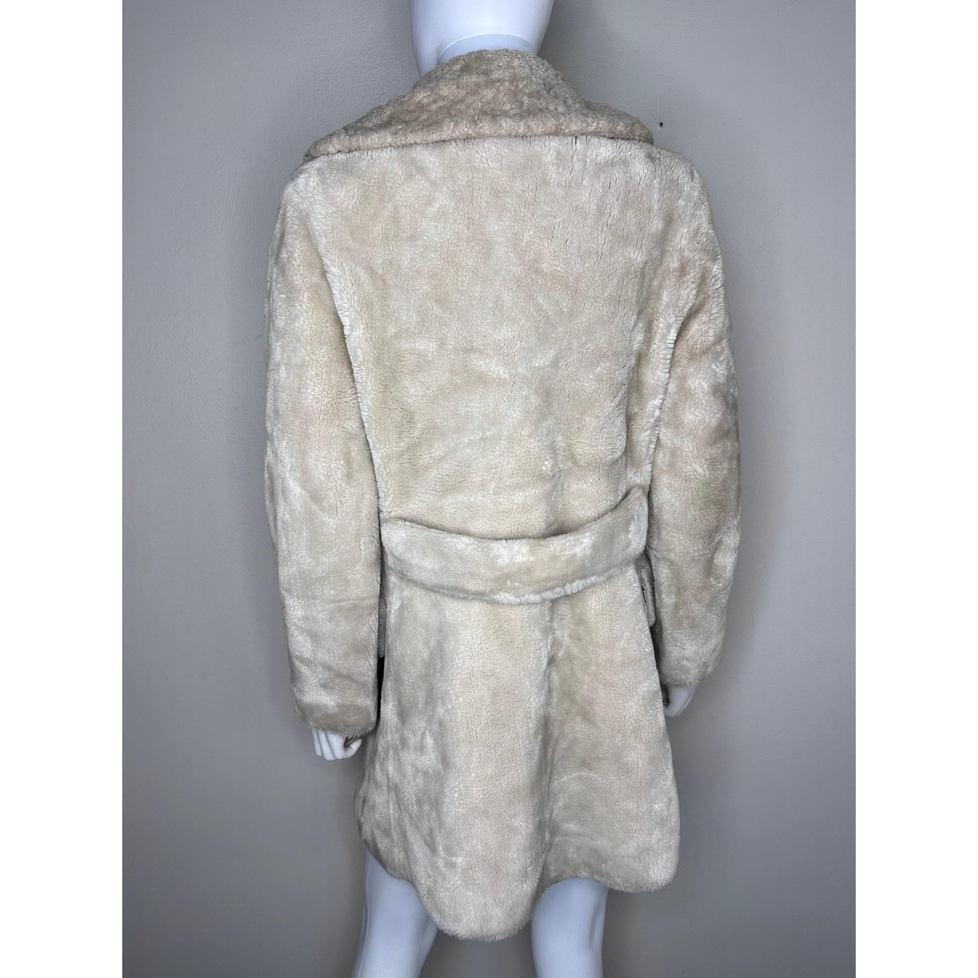 Vintage 1970s Blonde Faux Fur Coat, Borgana Styled by Russel