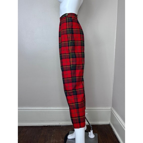 Vintage 1950s/60s Cropped Red Plaid Pants, Side Z… - image 2