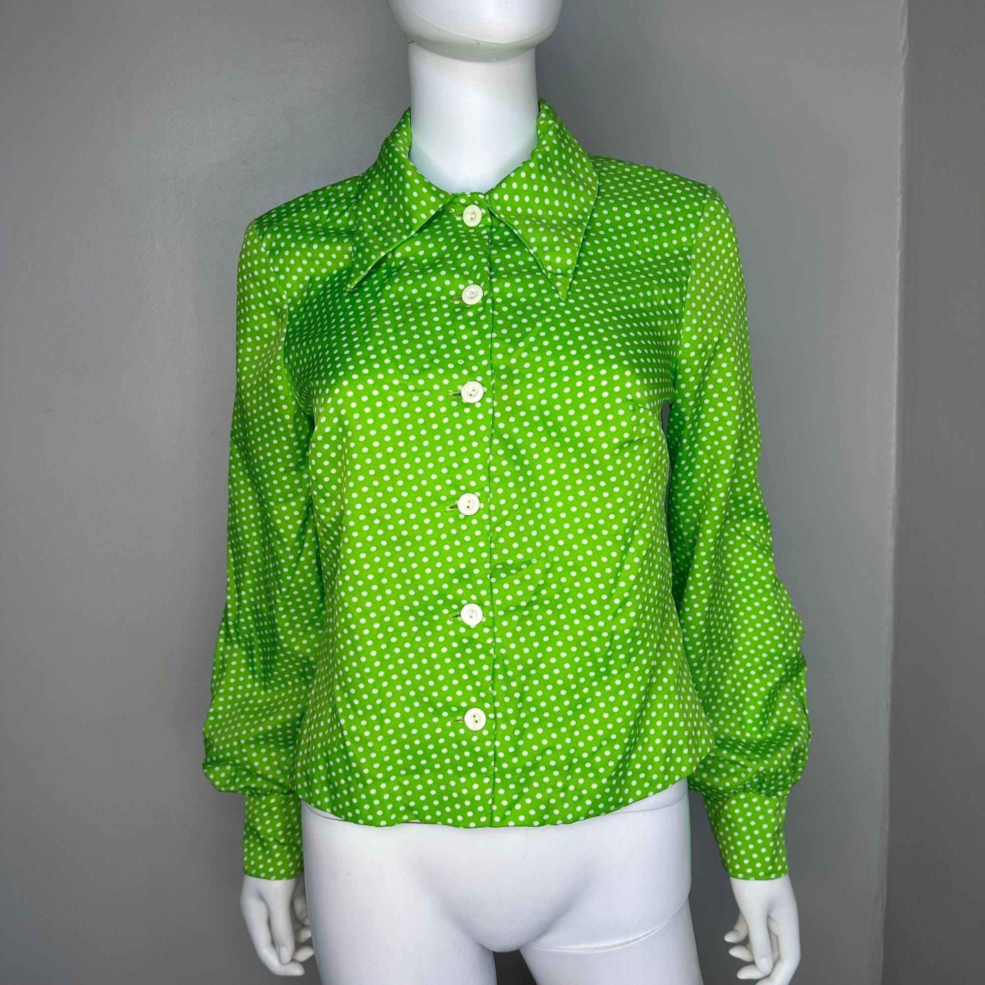 Green Polka Dot Blouse - Etsy Green Polka Dot Blouse - Etsy