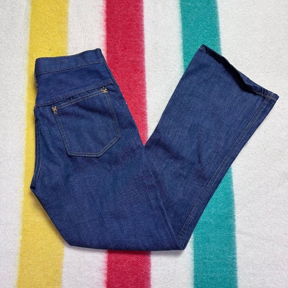 Vintage 1970s Flare Leg Blue Jeans, 26"x28" - image 1