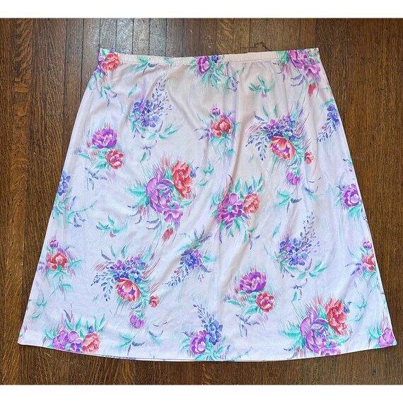 Vintage 1970s/80s Plus Size Purple Floral Skirt, … - image 3