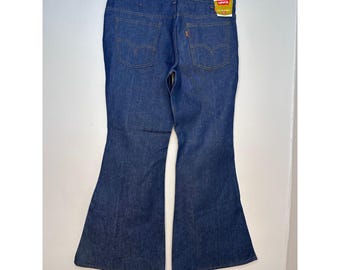 1970s Levis 684 Bell Bottom Jeans: Vintage Dark Wash Denim (28x28