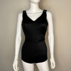Vintage 1960s Black Swimsuit, Sirena of California Size XS-Small with D Cup, One Piece