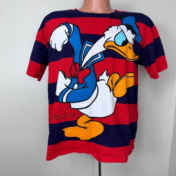 Vintage 1980s/90s Striped Donald Duck T-Shirt, Mi… - image 1
