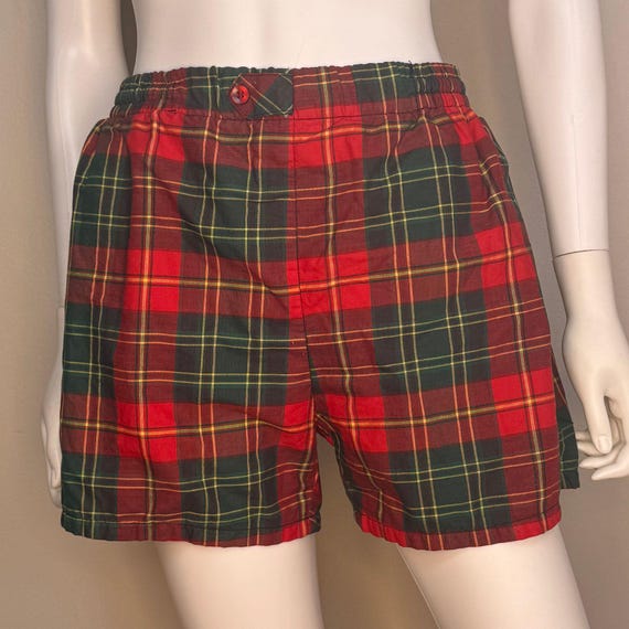 Vintage 1950s Men’s Red Plaid Swim Trunks, McGregor Swim n Play Size Small, Cotton Swimsuit Shorts