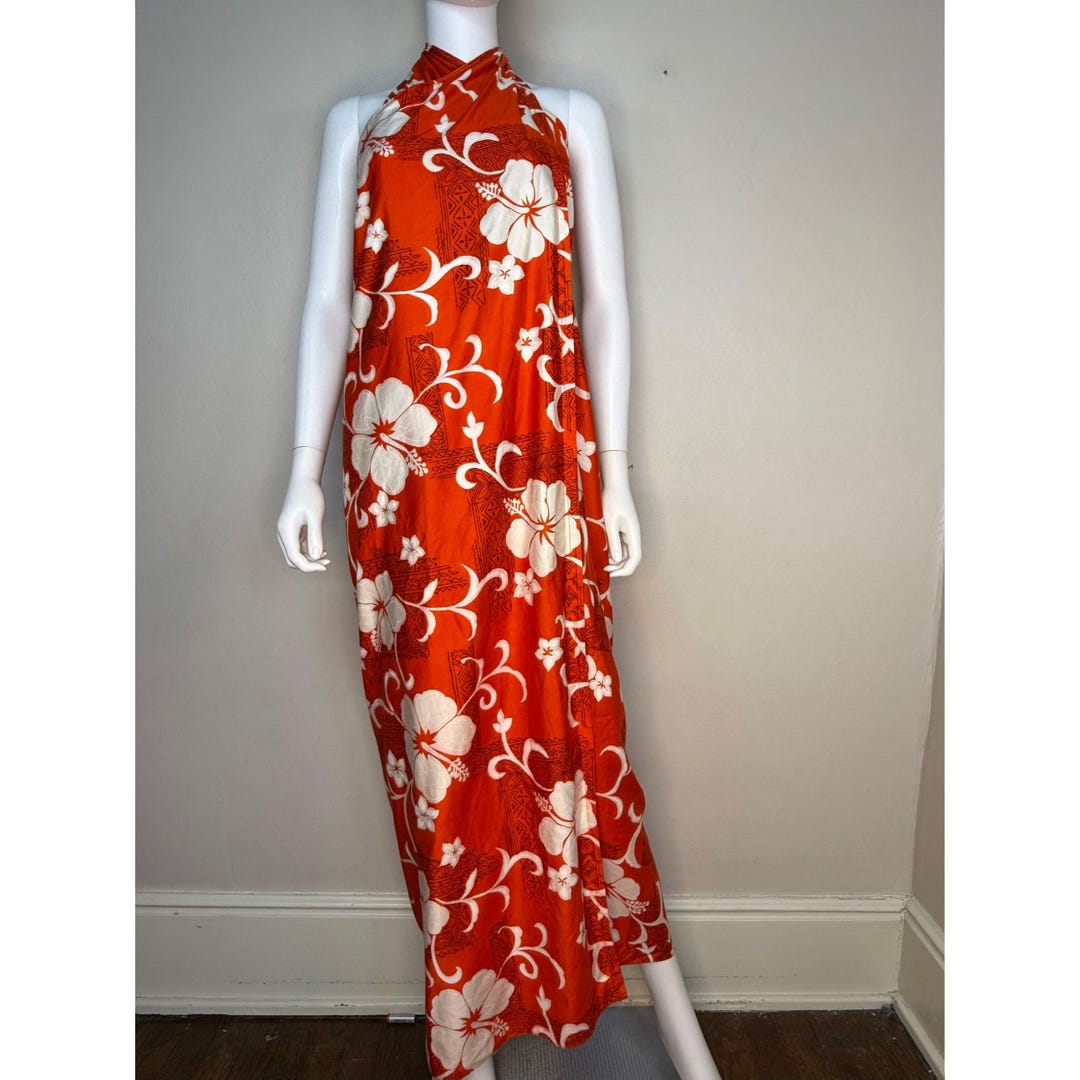 Vintage 1980s Hawaiian Halter Wrap Maxi Dress, Maxi Skirt, Hilo Hattie ...
