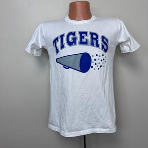 Vintage 1980s Tigers Cheerleader T-Shirt, Memphis State University, Russell Athletic Size Small